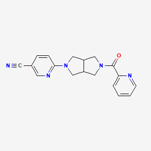 molecular formula C18H17N5O B2505761 6-[5-(Pyridine-2-carbonyl)-1,3,3a,4,6,6a-hexahydropyrrolo[3,4-c]pyrrol-2-yl]pyridine-3-carbonitrile CAS No. 2415511-69-0