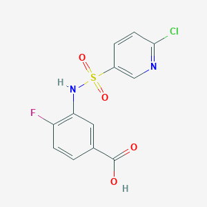 molecular formula C12H8ClFN2O4S B2505764 3-(6-Chloropyridine-3-sulfonamido)-4-fluorobenzoic acid CAS No. 1183592-72-4