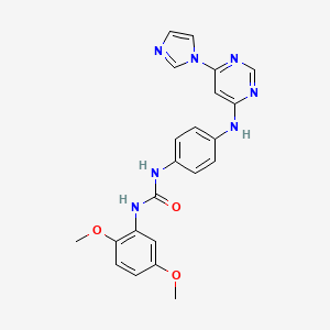 molecular formula C22H21N7O3 B2505768 1-(4-((6-(1H-咪唑-1-基)嘧啶-4-基)氨基)苯基)-3-(2,5-二甲氧基苯基)脲 CAS No. 1203125-11-4