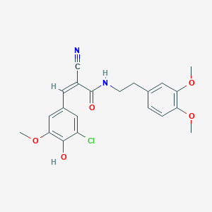 molecular formula C21H21ClN2O5 B2505774 (Z)-3-(3-Chloro-4-hydroxy-5-methoxyphenyl)-2-cyano-N-[2-(3,4-dimethoxyphenyl)ethyl]prop-2-enamide CAS No. 2173632-51-2