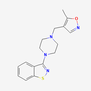 molecular formula C16H18N4OS B2505779 4-((4-(苯并[d]异噻唑-3-基)哌嗪-1-基)甲基)-5-甲基异恶唑 CAS No. 2034339-57-4