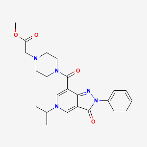 molecular formula C23H27N5O4 B2505780 methyl 2-(4-(5-isopropyl-3-oxo-2-phenyl-3,5-dihydro-2H-pyrazolo[4,3-c]pyridine-7-carbonyl)piperazin-1-yl)acetate CAS No. 1105231-92-2