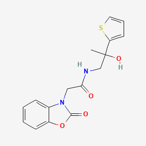molecular formula C16H16N2O4S B2505785 N-(2-羟基-2-(噻吩-2-基)丙基)-2-(2-氧代苯并[d]噁唑-3(2H)-基)乙酰胺 CAS No. 1351642-17-5