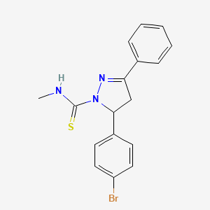 molecular formula C17H16BrN3S B2505786 5-(4-bromophenyl)-N-methyl-3-phenyl-4,5-dihydro-1H-pyrazole-1-carbothioamide CAS No. 369394-69-4