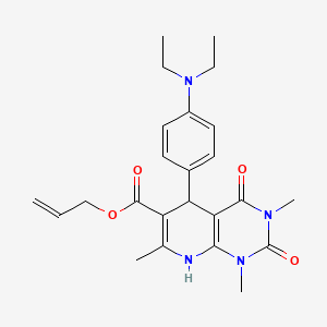 molecular formula C24H30N4O4 B2505794 Prop-2-enyl 5-[4-(diethylamino)phenyl]-1,3,7-trimethyl-2,4-dioxo-5,8-dihydropyrido[2,3-d]pyrimidine-6-carboxylate CAS No. 622363-06-8