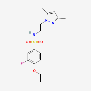 molecular formula C15H20FN3O3S B2505795 N-(2-(3,5-二甲基-1H-吡唑-1-基)乙基)-4-乙氧基-3-氟苯磺酰胺 CAS No. 1226440-07-8
