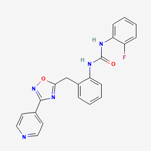 molecular formula C21H16FN5O2 B2505821 1-(2-Fluorophenyl)-3-(2-((3-(pyridin-4-yl)-1,2,4-oxadiazol-5-yl)methyl)phenyl)urea CAS No. 1797602-97-1