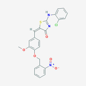 (5E)-2-(2-chloroanilino)-5-[[3-methoxy-4-[(2-nitrophenyl)methoxy]phenyl]methylidene]-1,3-thiazol-4-one