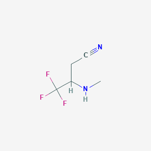 molecular formula C5H7F3N2 B2505832 4,4,4-Trifluoro-3-(methylamino)butanenitrile CAS No. 2090138-50-2