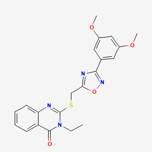 molecular formula C21H20N4O4S B2505834 2-({[3-(3,5-Dimethoxyphenyl)-1,2,4-oxadiazol-5-yl]methyl}sulfanyl)-3-ethyl-3,4-dihydroquinazolin-4-one CAS No. 946352-34-7