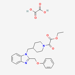 molecular formula C26H29N3O8 B2505838 ethyl 2-oxo-2-(4-((2-(phenoxymethyl)-1H-benzo[d]imidazol-1-yl)methyl)piperidin-1-yl)acetate oxalate CAS No. 1351611-92-1