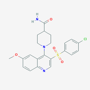 1-[3-(4-Chlorobenzenesulfonyl)-6-methoxyquinolin-4-yl]piperidine-4-carboxamide