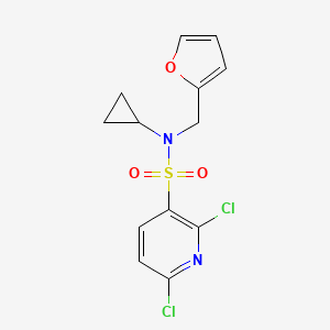 molecular formula C13H12Cl2N2O3S B2505842 2,6-dichloro-N-cyclopropyl-N-[(furan-2-yl)methyl]pyridine-3-sulfonamide CAS No. 1259152-96-9