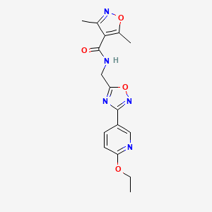 molecular formula C16H17N5O4 B2505849 N-((3-(6-ethoxypyridin-3-yl)-1,2,4-oxadiazol-5-yl)methyl)-3,5-dimethylisoxazole-4-carboxamide CAS No. 2034601-94-8