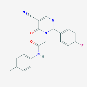 molecular formula C20H15FN4O2 B2505865 2-(5-cyano-2-(4-fluorophenyl)-6-oxopyrimidin-1(6H)-yl)-N-(p-tolyl)acetamide CAS No. 1251674-86-8
