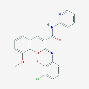 (2Z)-2-[(3-chloro-2-fluorophenyl)imino]-8-methoxy-N-(pyridin-2-yl)-2H-chromene-3-carboxamide