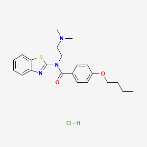 molecular formula C22H28ClN3O2S B2505890 N-(benzo[d]thiazol-2-yl)-4-butoxy-N-(2-(dimethylamino)ethyl)benzamide hydrochloride CAS No. 1216958-16-5