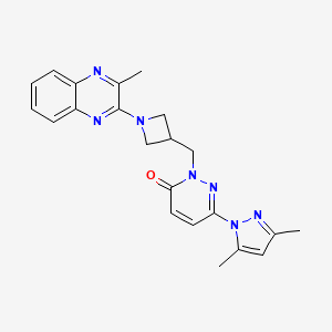 molecular formula C22H23N7O B2505893 6-(3,5-二甲基-1H-吡唑-1-基)-2-{[1-(3-甲基喹喔啉-2-基)氮杂环丁-3-基]甲基}-2,3-二氢哒嗪-3-酮 CAS No. 2202171-42-2