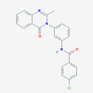 molecular formula C22H16ClN3O2 B2505904 4-chloro-N-[3-(2-methyl-4-oxoquinazolin-3-yl)phenyl]benzamide CAS No. 898428-50-7