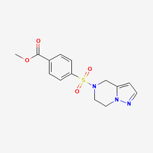 molecular formula C14H15N3O4S B2505908 methyl 4-((6,7-dihydropyrazolo[1,5-a]pyrazin-5(4H)-yl)sulfonyl)benzoate CAS No. 2034545-86-1