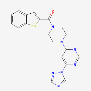 molecular formula C19H17N7OS B2505915 (4-(6-(1H-1,2,4-triazol-1-yl)pyrimidin-4-yl)piperazin-1-yl)(benzo[b]thiophen-2-yl)methanone CAS No. 1798465-56-1