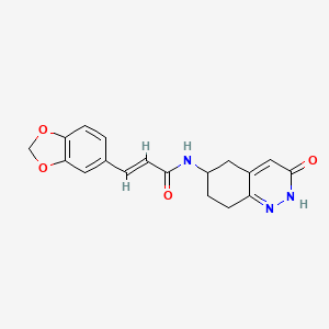 molecular formula C18H17N3O4 B2505916 (E)-3-(benzo[d][1,3]dioxol-5-yl)-N-(3-oxo-2,3,5,6,7,8-hexahydrocinnolin-6-yl)acrylamide CAS No. 1904636-64-1