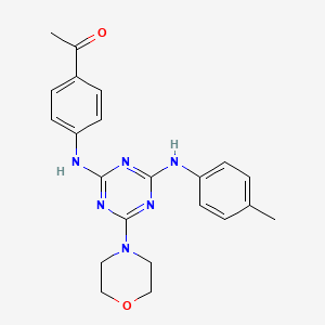 molecular formula C22H24N6O2 B2505921 1-(4-((4-Morpholino-6-(p-tolylamino)-1,3,5-triazin-2-yl)amino)phenyl)ethanone CAS No. 946208-76-0