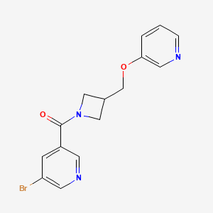 molecular formula C15H14BrN3O2 B2505923 (5-Bromopyridin-3-yl)-[3-(pyridin-3-yloxymethyl)azetidin-1-yl]methanone CAS No. 2379985-82-5