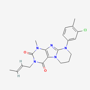 molecular formula C20H22ClN5O2 B2505932 3-[(2E)-but-2-en-1-yl]-9-(3-chloro-4-methylphenyl)-1-methyl-6,7,8,9-tetrahydropyrimido[2,1-f]purine-2,4(1H,3H)-dione CAS No. 1007087-21-9