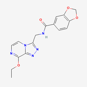 molecular formula C16H15N5O4 B2505936 N-((8-ethoxy-[1,2,4]triazolo[4,3-a]pyrazin-3-yl)methyl)benzo[d][1,3]dioxole-5-carboxamide CAS No. 2034598-63-3