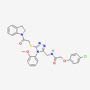 molecular formula C28H26ClN5O4S B2505938 2-(4-chlorophenoxy)-N-((5-((2-(indolin-1-yl)-2-oxoethyl)thio)-4-(2-methoxyphenyl)-4H-1,2,4-triazol-3-yl)methyl)acetamide CAS No. 391951-25-0