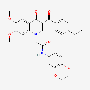 molecular formula C30H28N2O7 B2505939 N-(2,3-dihydro-1,4-benzodioxin-6-yl)-2-[3-(4-ethylbenzoyl)-6,7-dimethoxy-4-oxo-1,4-dihydroquinolin-1-yl]acetamide CAS No. 866589-93-7