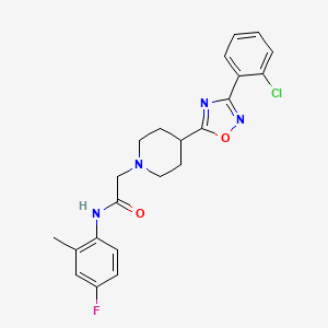 molecular formula C22H22ClFN4O2 B2505941 (2E)-3-(2-呋喃基)-N-(4-{[5-(2-甲基苯基)-1,3,4-噁二唑-2-基]甲氧基}苯基)丙烯酰胺 CAS No. 1251576-17-6