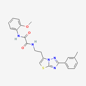 molecular formula C22H21N5O3S B2505947 N1-(2-methoxyphenyl)-N2-(2-(2-(m-tolyl)thiazolo[3,2-b][1,2,4]triazol-6-yl)ethyl)oxalamide CAS No. 894040-15-4