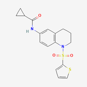 molecular formula C17H18N2O3S2 B2505959 N-(1-噻吩-2-基磺酰基-3,4-二氢-2H-喹啉-6-基)环丙烷甲酰胺 CAS No. 941929-66-4