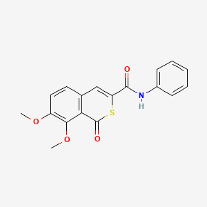 molecular formula C18H15NO4S B2505965 7,8-dimethoxy-1-oxo-N-phenyl-1H-isothiochromene-3-carboxamide CAS No. 622352-49-2