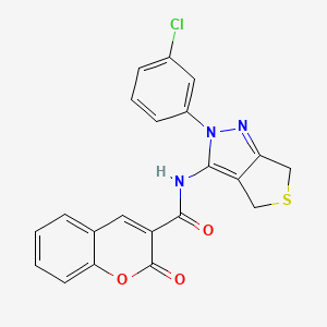 molecular formula C21H14ClN3O3S B2505966 N-[2-(3-氯苯基)-4,6-二氢噻吩并[3,4-c]吡唑-3-基]-2-氧杂茚-3-甲酰胺 CAS No. 450341-15-8