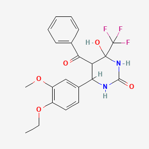 molecular formula C21H21F3N2O5 B2505969 5-benzoyl-6-(4-ethoxy-3-methoxyphenyl)-4-hydroxy-4-(trifluoromethyl)tetrahydropyrimidin-2(1H)-one CAS No. 1022424-95-8