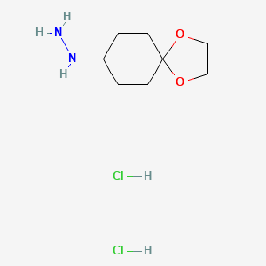 molecular formula C8H18Cl2N2O2 B2505974 1,4-Dioxaspiro[4.5]decan-8-ylhydrazine dihydrochloride CAS No. 1630725-37-9