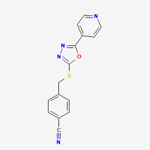 molecular formula C15H10N4OS B2505975 4-[(5-Pyridin-4-yl-1,3,4-oxadiazol-2-yl)sulfanylmethyl]benzonitrile CAS No. 604740-17-2