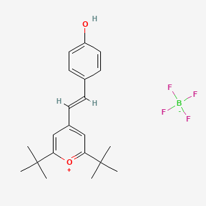 molecular formula C21H27BF4O2 B2505978 (E)-2,6-ジ-tert-ブチル-4-(4-ヒドロキシスチリル)-2H-ピラン-2-イリウム テトラフルオロホウ酸塩 CAS No. 475100-59-5