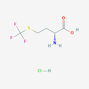 molecular formula C5H9ClF3NO2S B2505980 (2R)-2-氨基-4-(三氟甲基硫烷基)丁酸；盐酸盐 CAS No. 2247088-11-3