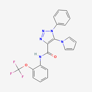 molecular formula C20H14F3N5O2 B2505992 1-phenyl-5-(1H-pyrrol-1-yl)-N-(2-(trifluoromethoxy)phenyl)-1H-1,2,3-triazole-4-carboxamide CAS No. 1790196-79-0