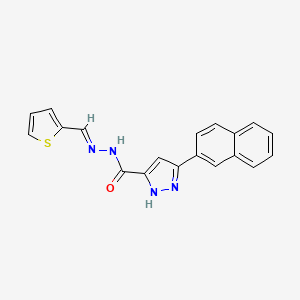 molecular formula C19H14N4OS B2505993 3-(2-萘基)-N'-(2-噻吩亚甲基)-1H-吡唑-5-甲酰肼 CAS No. 306301-89-3