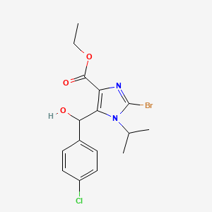 molecular formula C16H18BrClN2O3 B2505994 ethyl 2-bromo-5-((4-chlorophenyl)(hydroxy)methyl)-1-isopropyl-1H-imidazole-4-carboxylate CAS No. 1448869-68-8