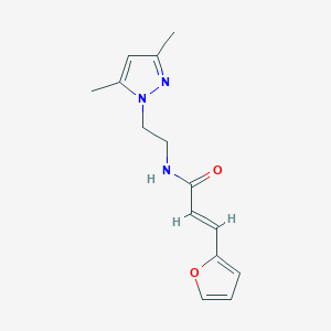 molecular formula C14H17N3O2 B2506000 (E)-N-(2-(3,5-dimethyl-1H-pyrazol-1-yl)ethyl)-3-(furan-2-yl)acrylamide CAS No. 1235706-85-0