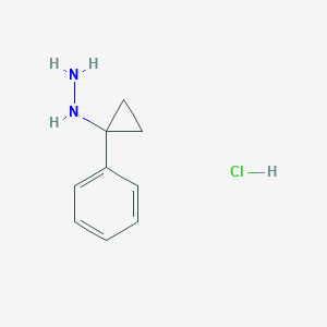 molecular formula C9H13ClN2 B2506001 (1-Phenylcyclopropyl)hydrazine;hydrochloride CAS No. 2375260-93-6