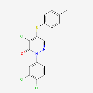 molecular formula C17H11Cl3N2OS B2506017 4-氯-2-(3,4-二氯苯基)-5-[(4-甲基苯基)硫代]-3(2H)-哒嗪酮 CAS No. 866038-77-9