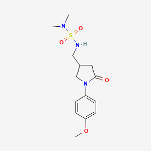 molecular formula C14H21N3O4S B2506020 4-[(二甲基氨磺酰胺基)甲基]-1-(4-甲氧基苯基)-2-氧代吡咯烷 CAS No. 954655-32-4