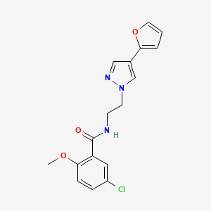 molecular formula C17H16ClN3O3 B2506033 5-氯代-N-(2-(4-(呋喃-2-基)-1H-吡唑-1-基)乙基)-2-甲氧基苯甲酰胺 CAS No. 2034351-23-8